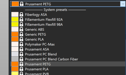 Zintegrowane zestawy profili dla filamentów